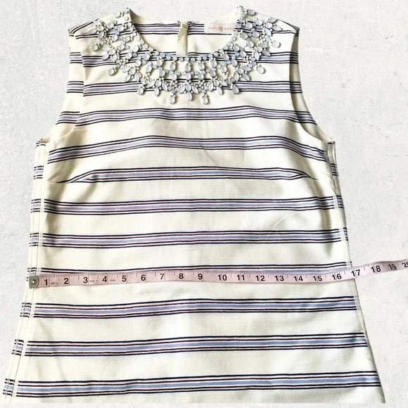 TORY BURCH KAYLIN Stripe Embellished Dress Size 2 - Picture 9 of 17